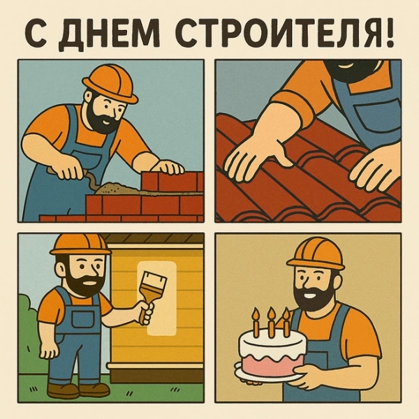 Открытки на День строителя: 20 красивых поздравлений в картинках
